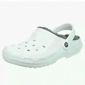 CROCS Classic Faux Fur Lined Men's Size 7 Women's 9 White Dual Comfort Clog